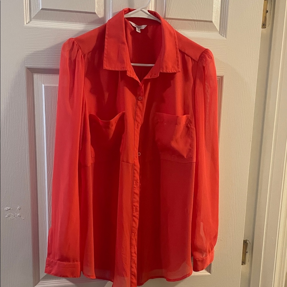 Candie's Large Coral Sheer Blouse
